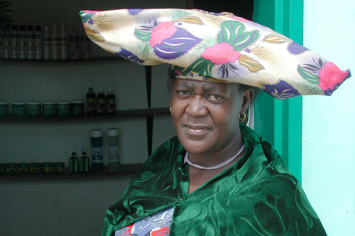 Owner of the cosmetic shop in Okahantja